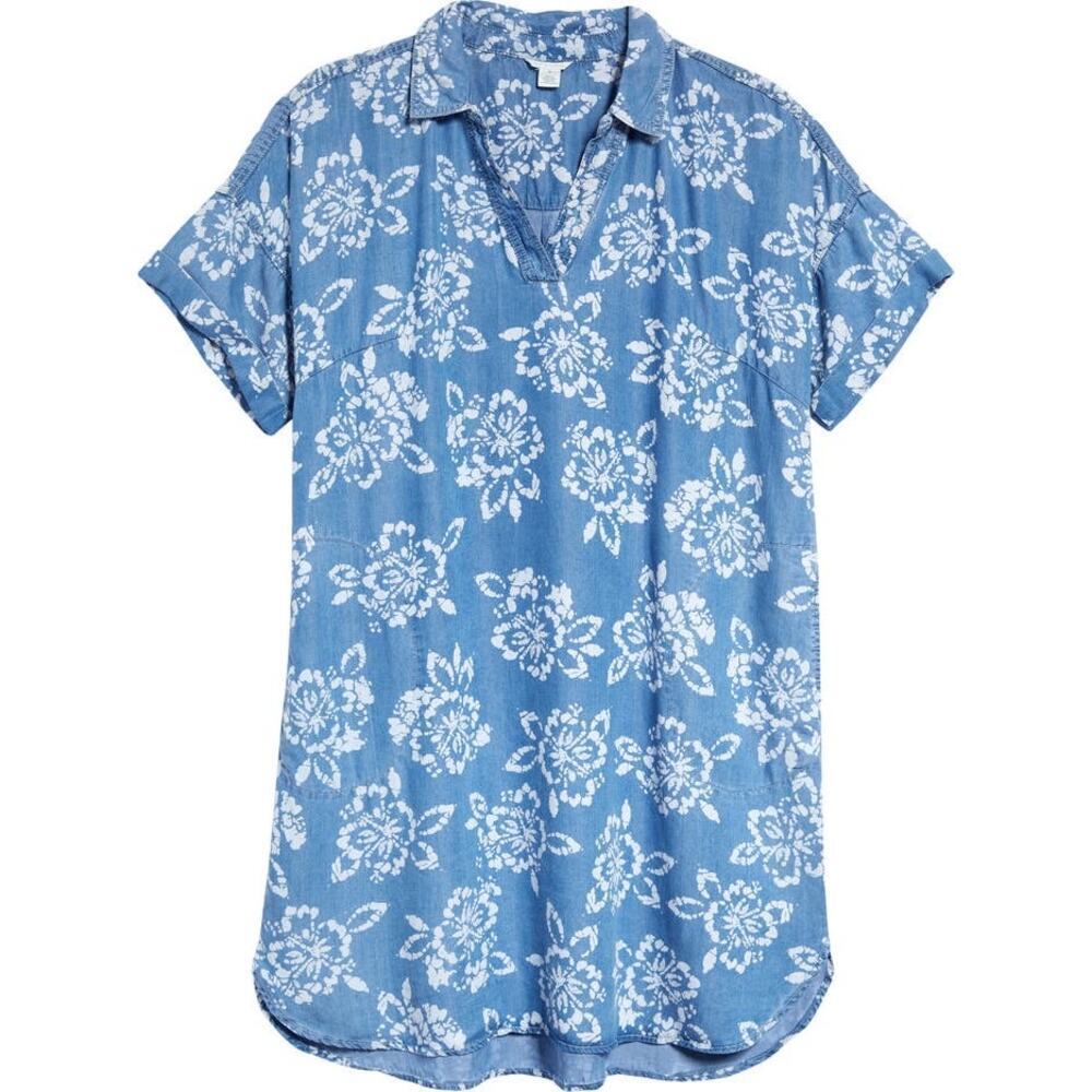 Calson Floral Stamp Chambray Shirtdress Size Medium